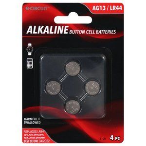 E-Circuit Alkaline Button Cell Batteries, 4-ct.